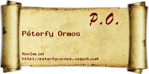 Péterfy Ormos névjegykártya