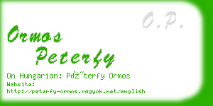 ormos peterfy business card